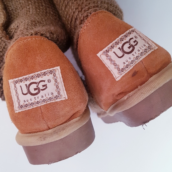 UGG Brown Tall Soft Knit Boots With Buttons - Picture 13 of 14